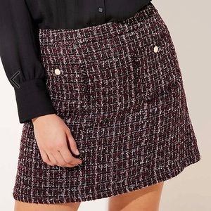 LOFT Tweed Plaid Skirt